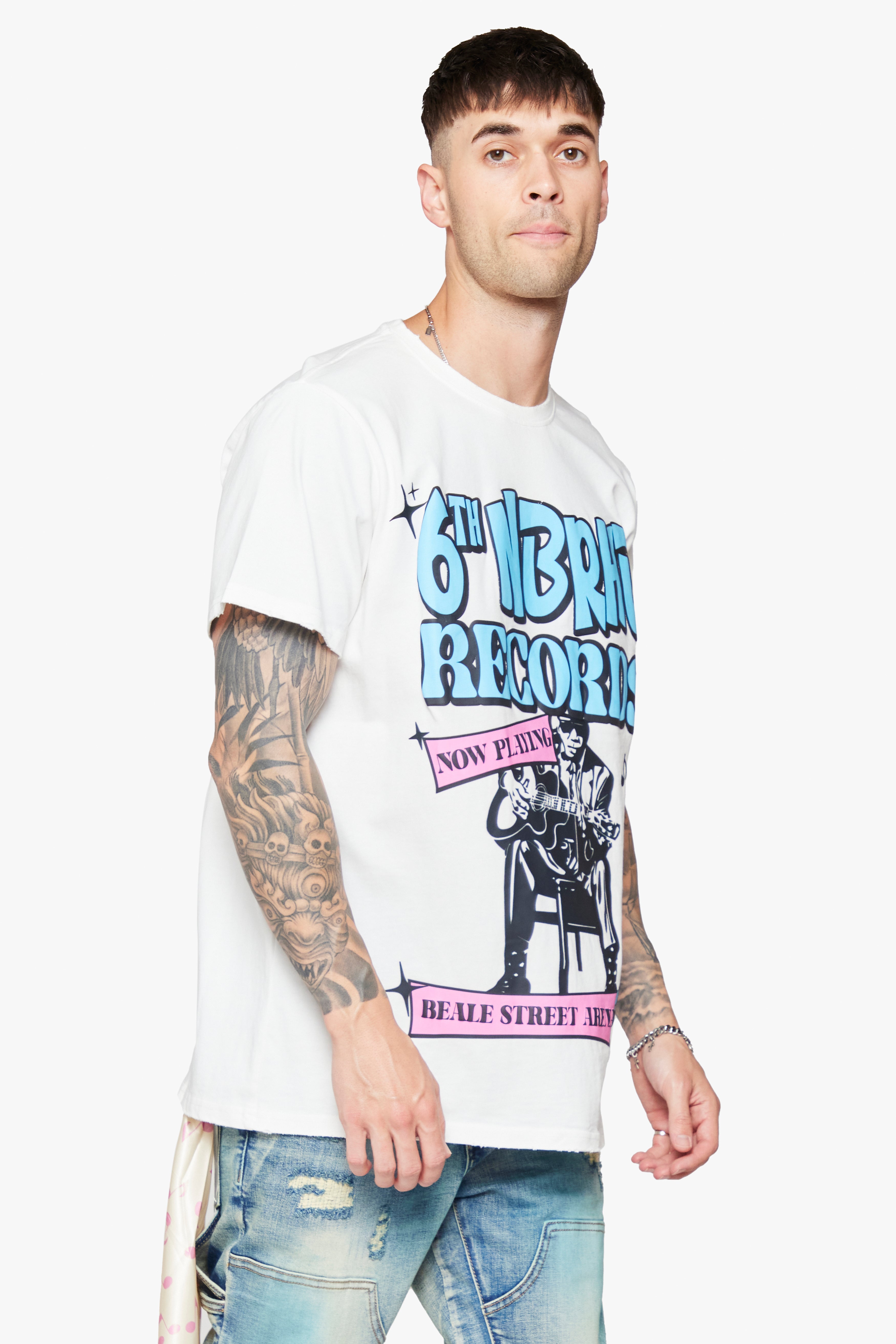 6thNBRHD TEE "NOW PLAYING" WHITE