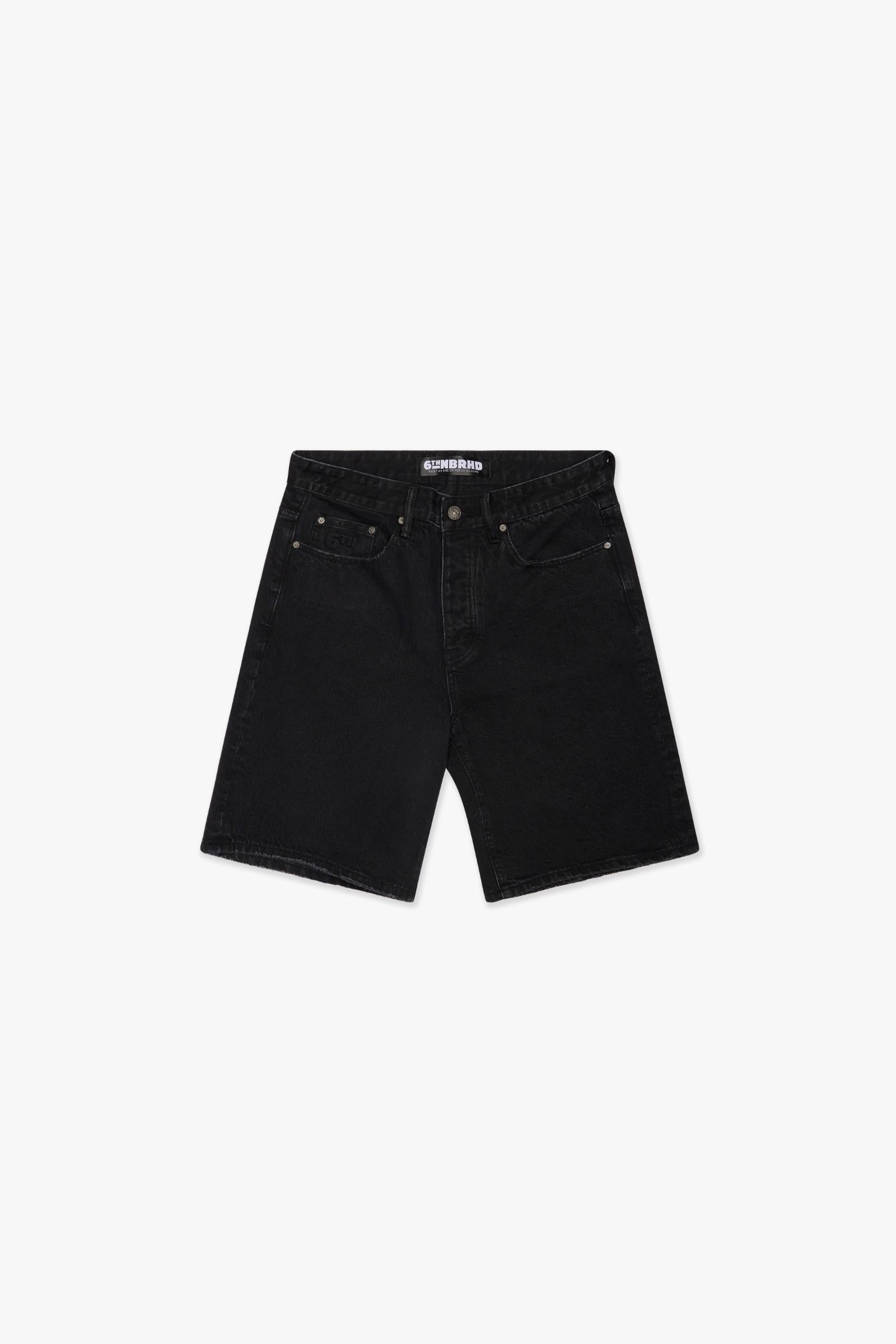 "DISTRICT" DENIM SHORTS - BLACK