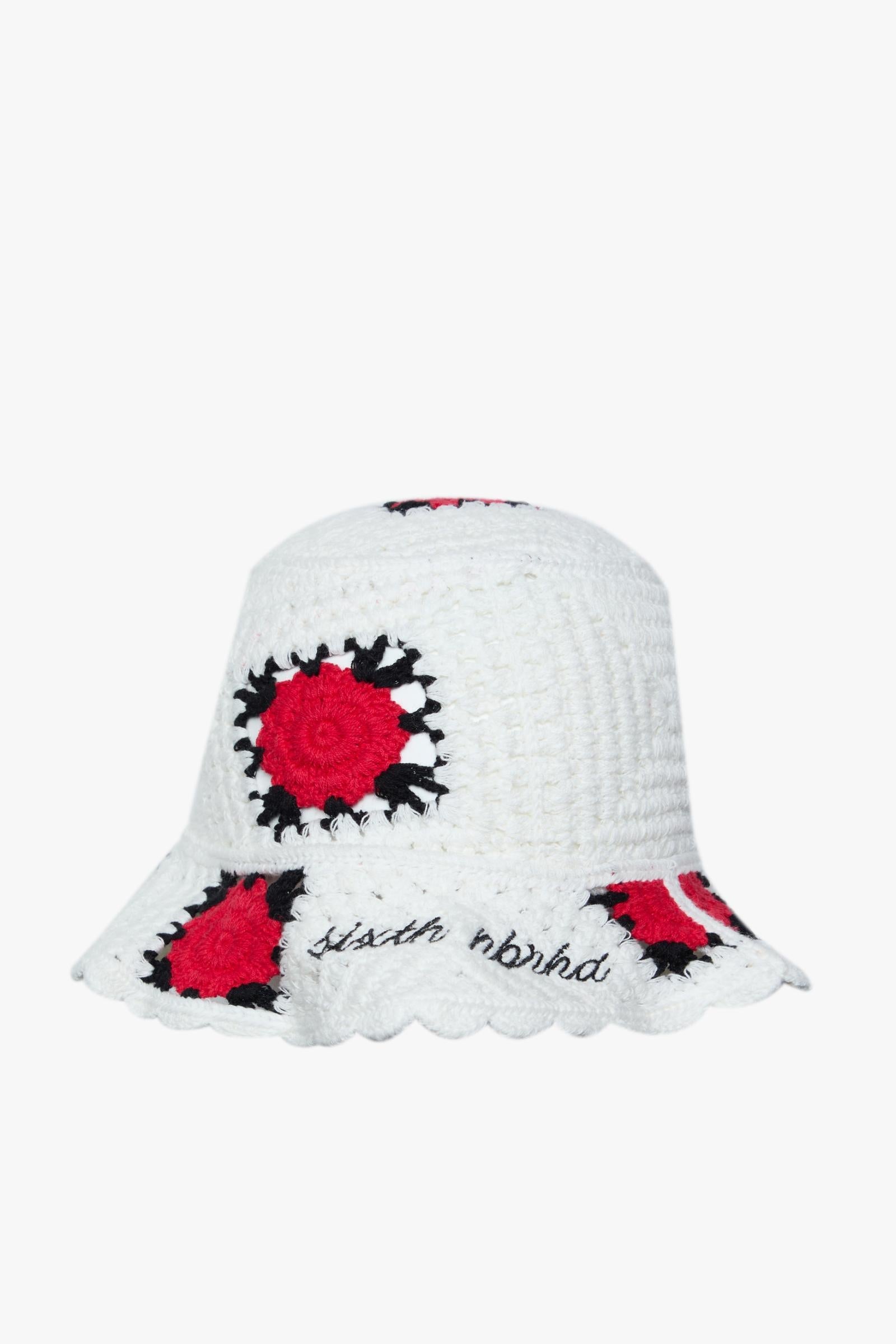 "LIVIN" KNIT BUCKET HAT - WHITE - BLACK