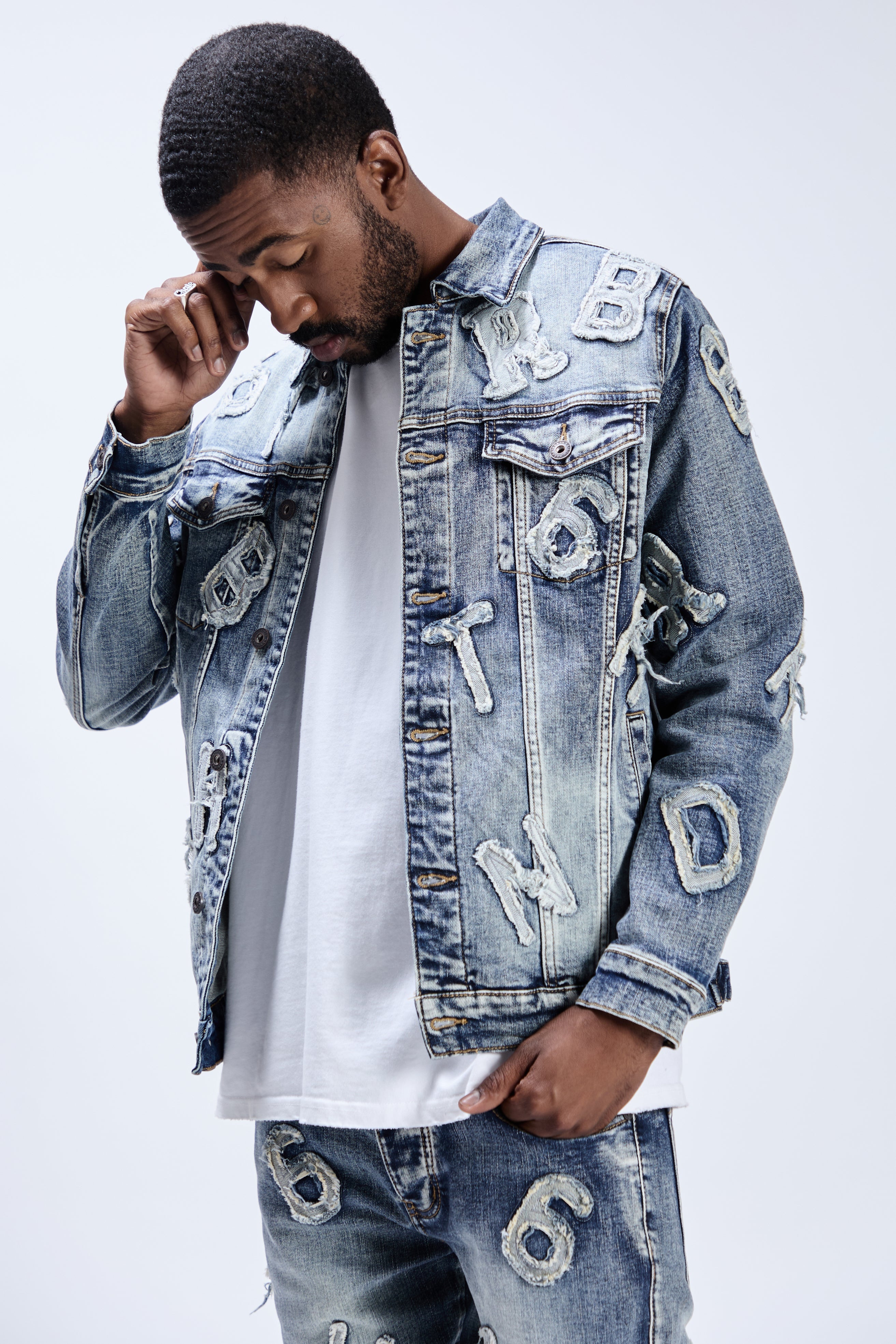"PUZZLE" DENIM JACKET - BLUE WASH