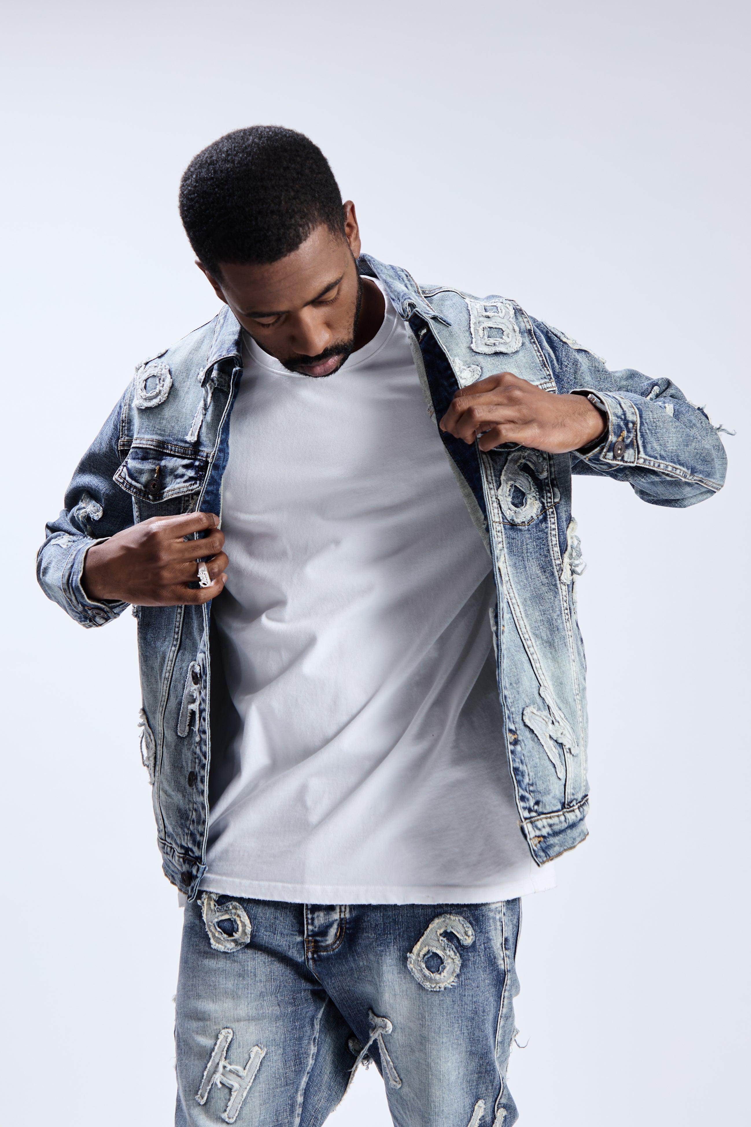 "PUZZLE" DENIM JACKET - BLUE WASH