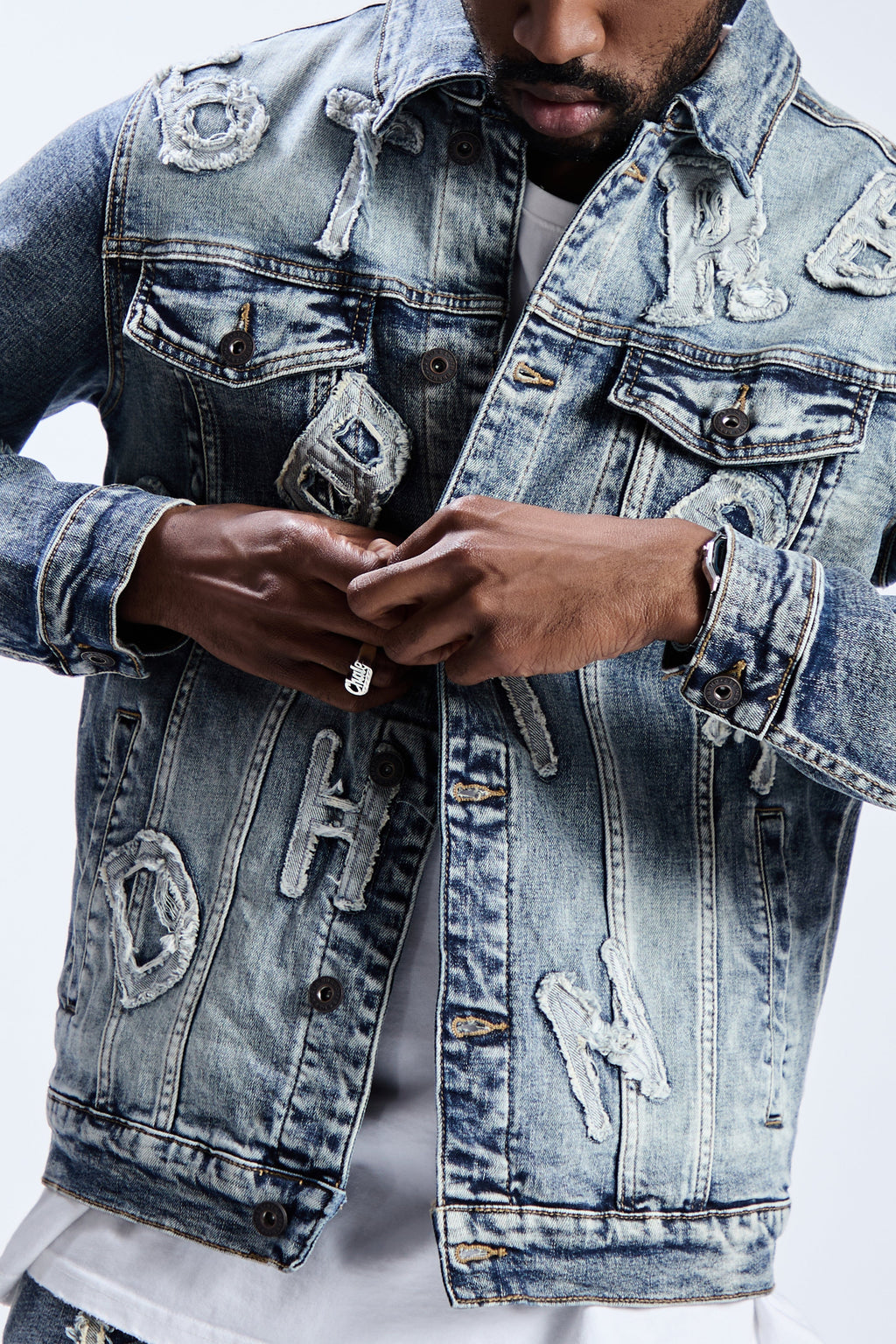 "PUZZLE" DENIM JACKET - BLUE WASH