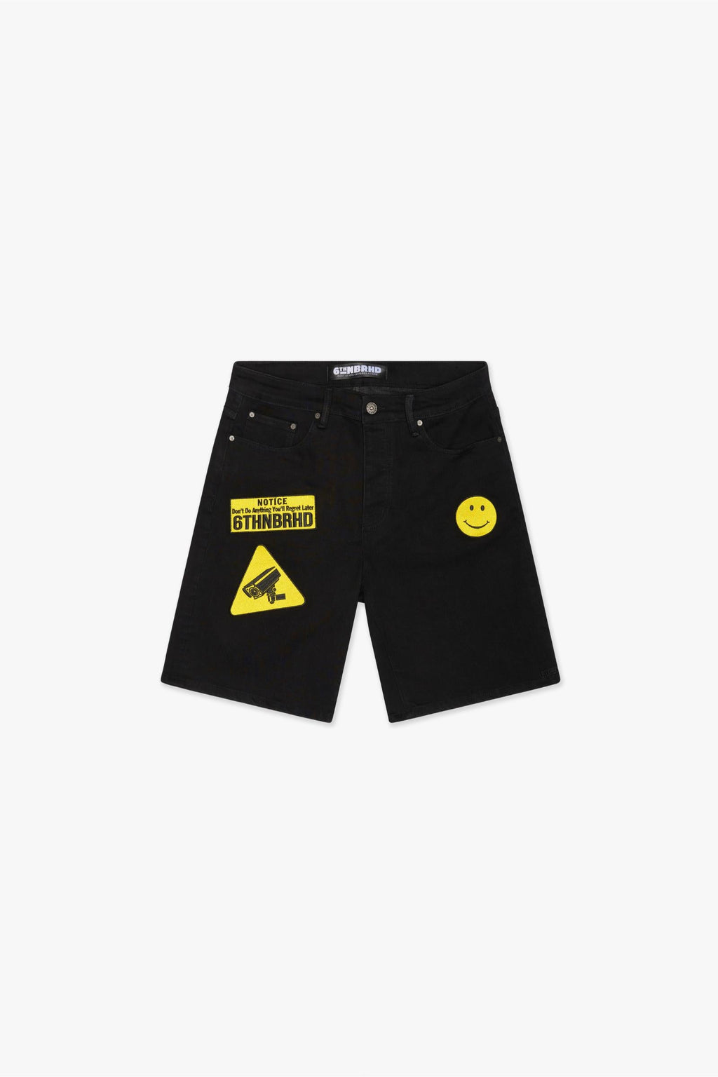 SURVEILLANCE DENIM SHORTS - BLACK