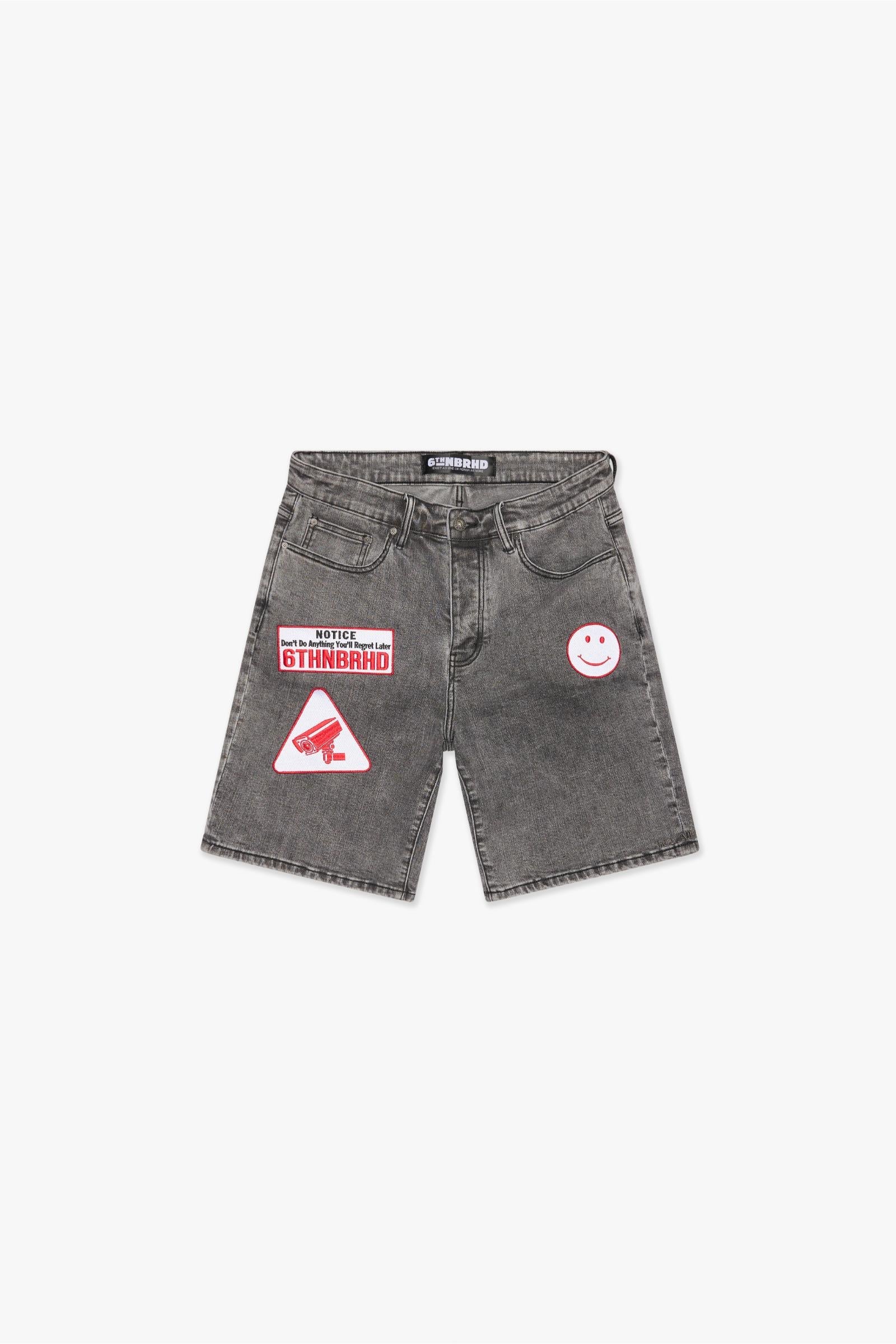 SURVEILLANCE DENIM SHORTS - GREY WASH