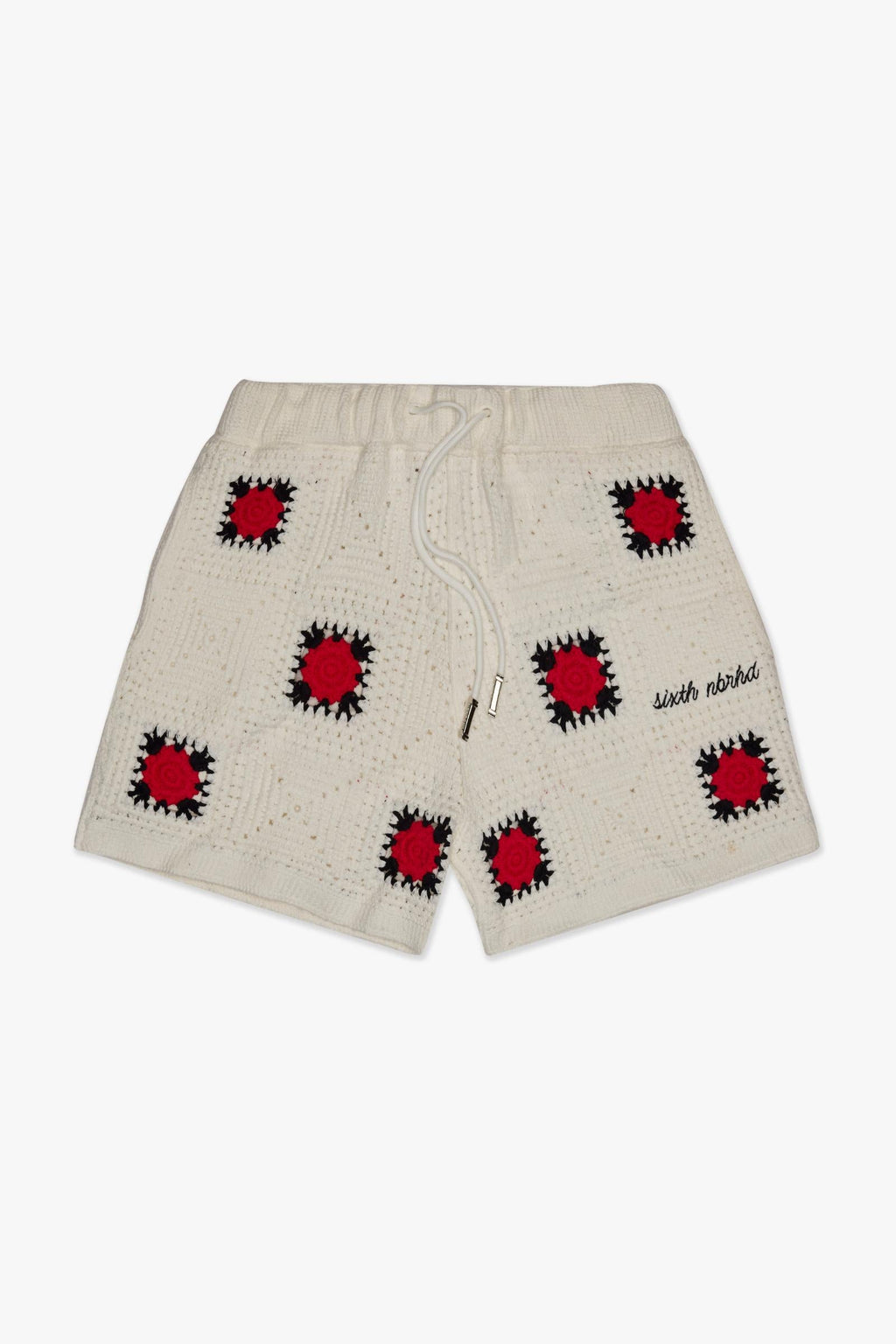 "HANDMADE" KNIT SHORTS - CREAM - BLACK