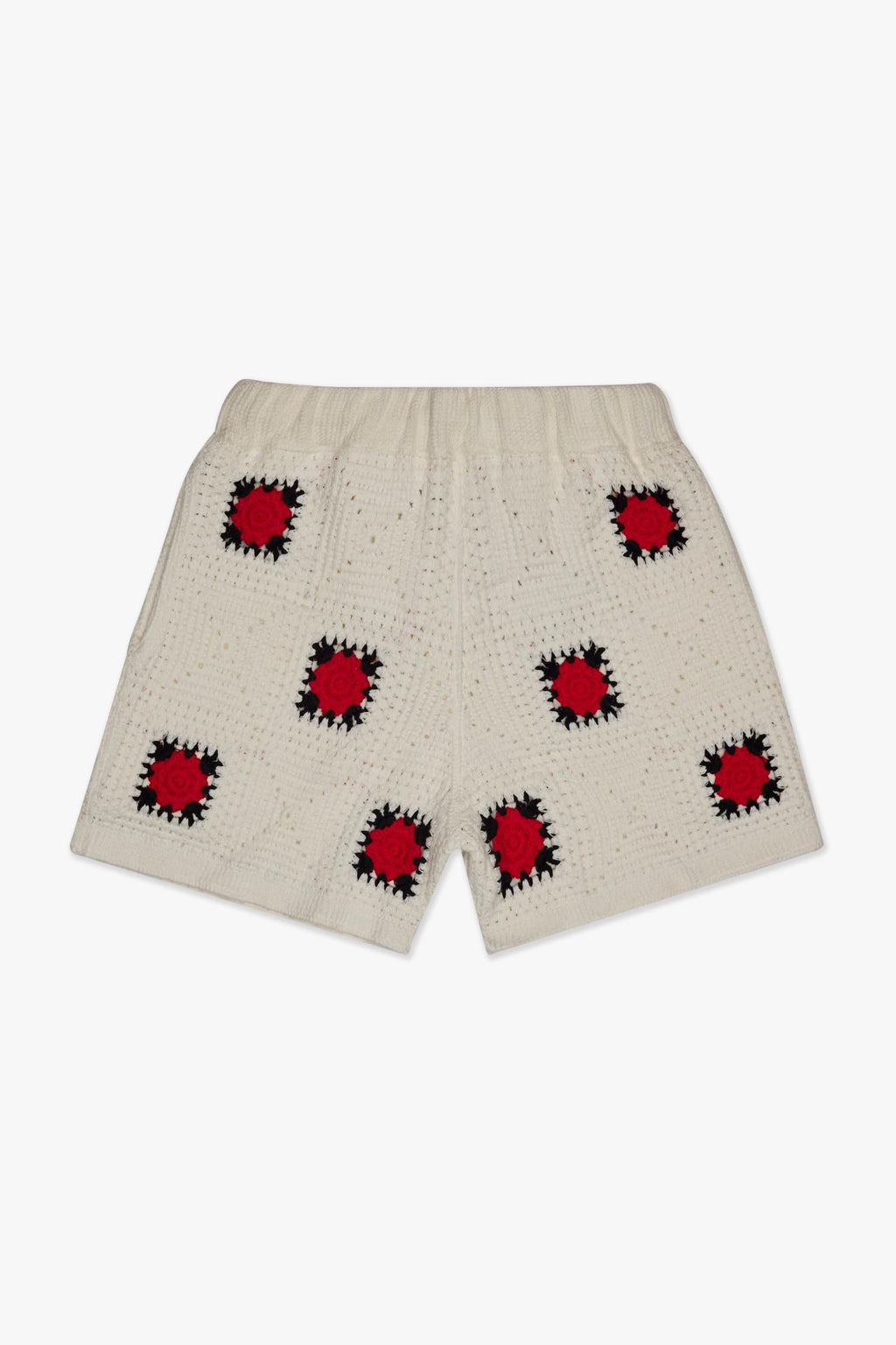 "HANDMADE" KNIT SHORTS - CREAM - BLACK