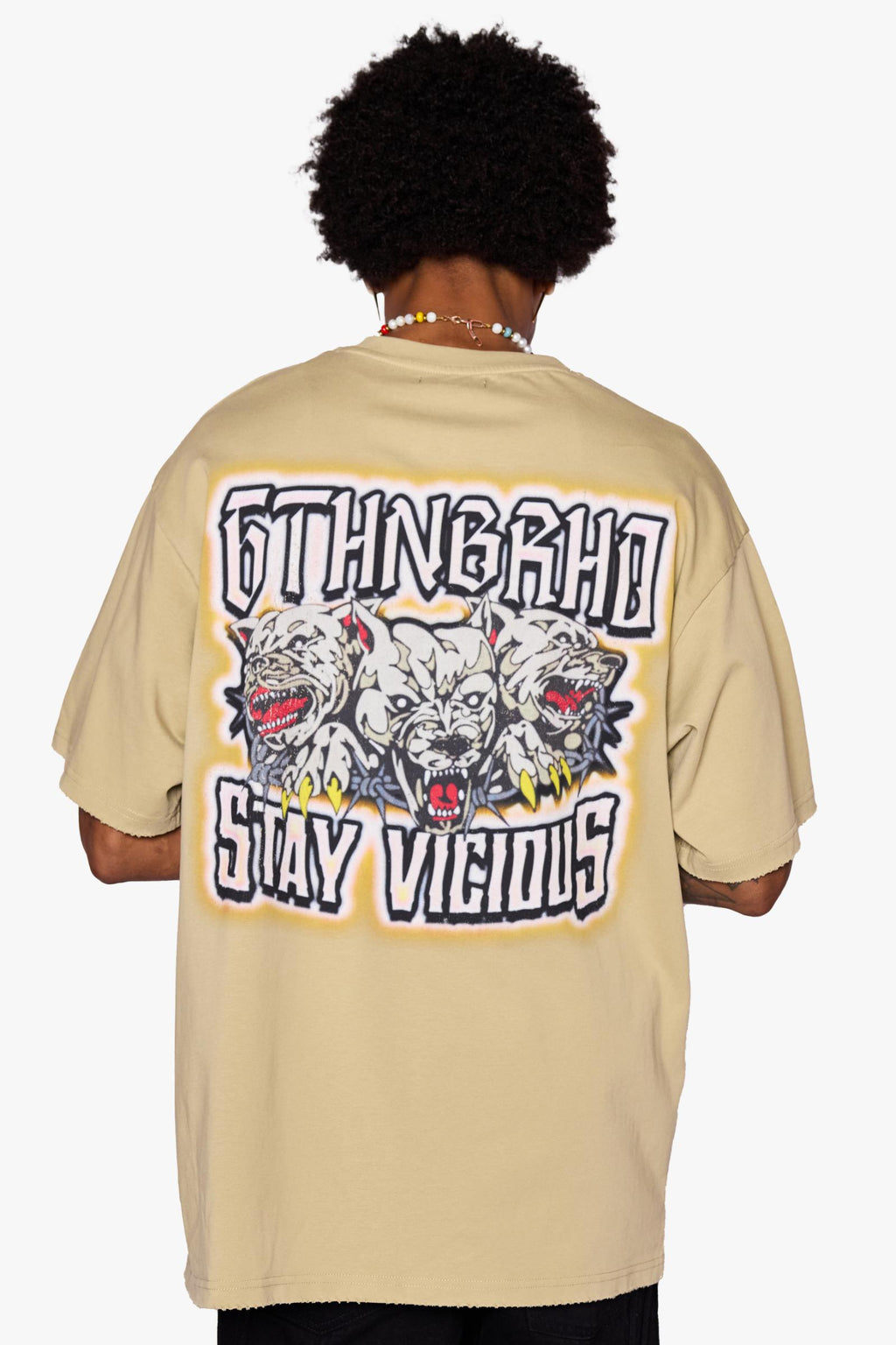 "STAY VICIOUS" TEE (MINT) SAND