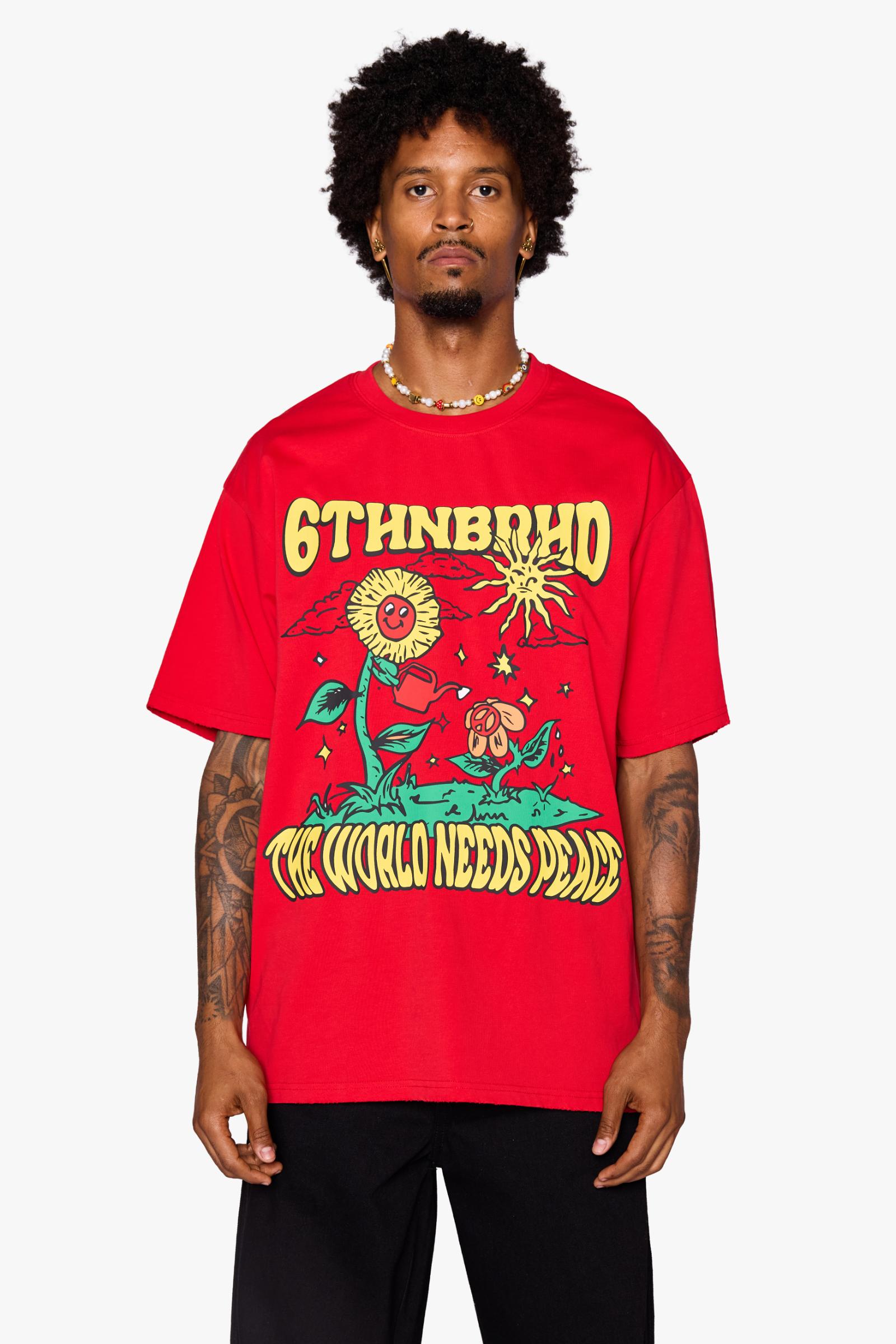 "NEED PEACE" TEE RED